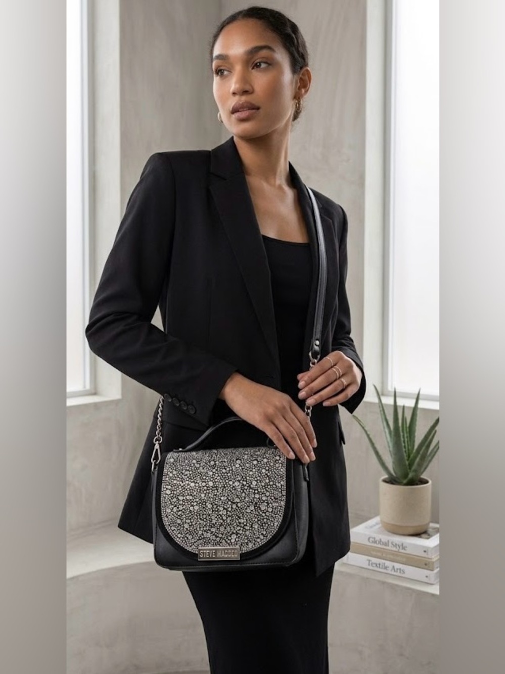 Steve Madden Bmelodie rhinestone top handle crossbody bag